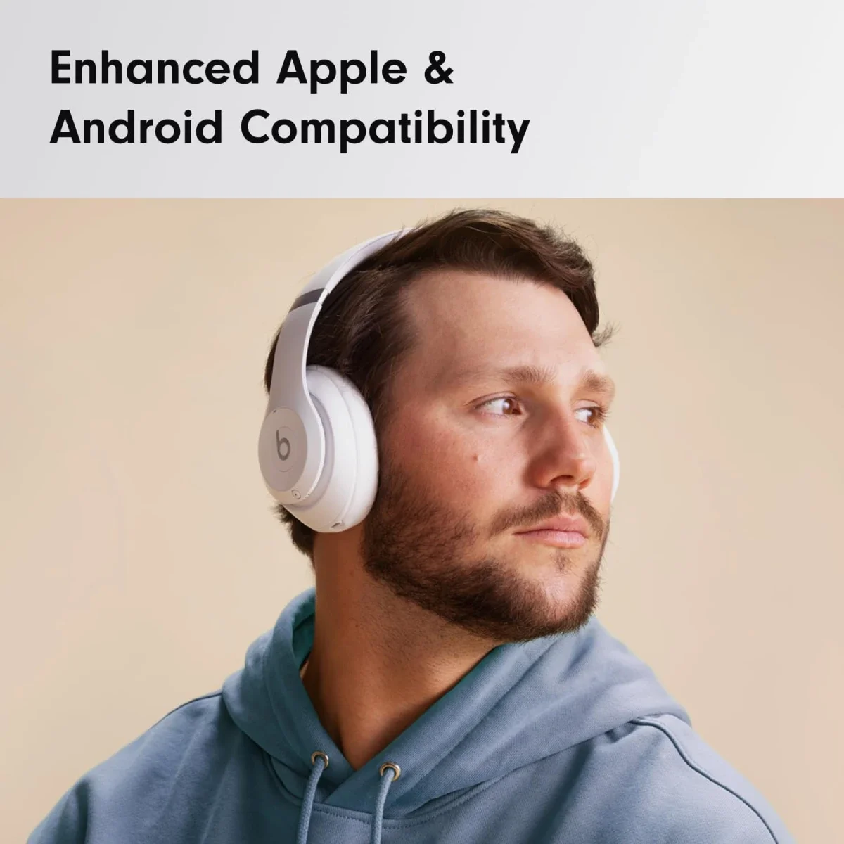 سماعات رأس فوق الأذن Beats Studio Pro لاسلكية مع إلغاء الضوضاء النشط وصوت USB-C بدون فقدان، أبيض - Thumbnail 6