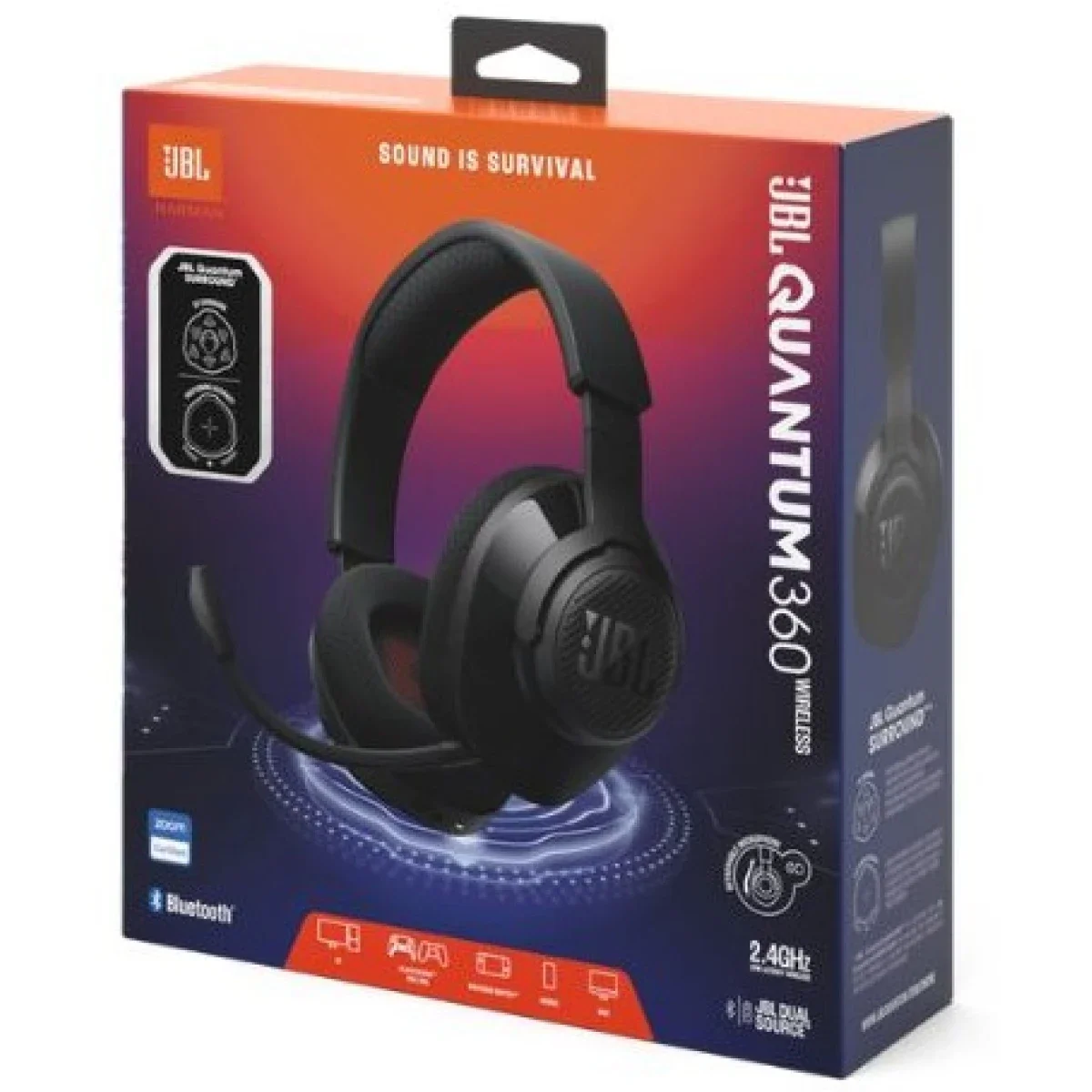 سماعة رأس لاسلكية مخصصة للألعاب (Gaming Headset) من إنتاج شركة JBL الشهيرة | اتصال مزدوج : اتصال لاسلكي 2.4GHz و بلوتوث | أسود