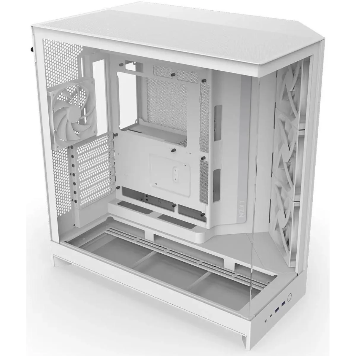 كيس ألعاب NZXT H9 Flow (2025) ميد تاور أبيض بانورامي بحجرتين مع 3 مراوح F140Q ومروحة F120Q - Thumbnail 3