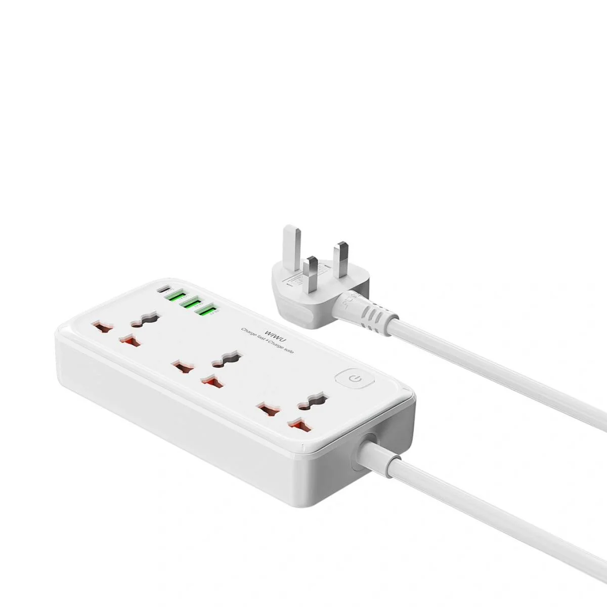 مشترك كهرباء WIWU Wi-S005 7 في 1 بقدرة 30 واط مع 3 مقابس عالمية و3 USB وUSB-C - قابس بريطاني - Image 9