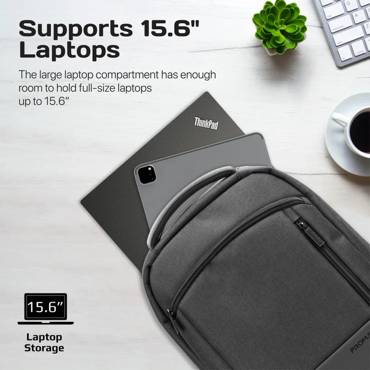 حقيبة ظهر لابتوب Promate Satchel-BP للسفر لأجهزة 15.6 إنش - أسود - Image 3