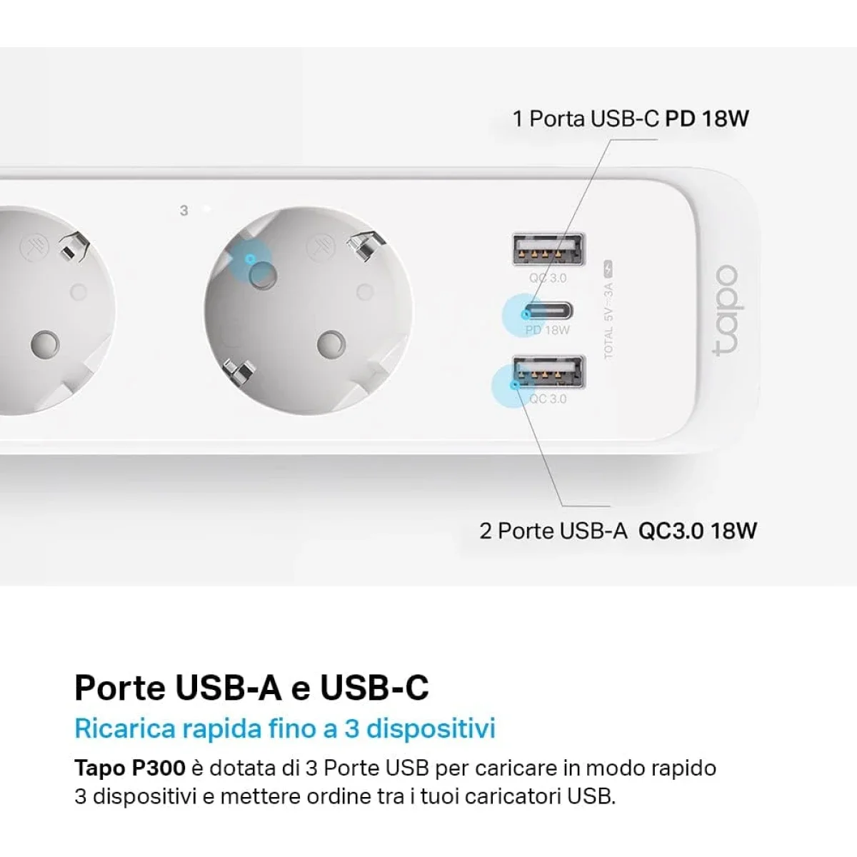 مشترك كهرباء ذكي TP-LINK Tapo P300 بتقنية Wi-Fi مع 3 منافذ و3 منافذ USB - Thumbnail 7