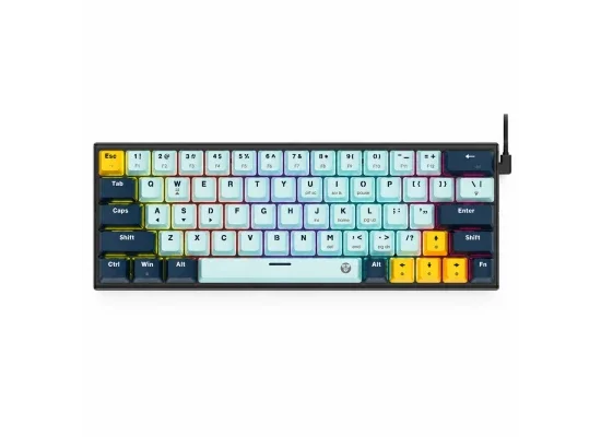 كيبورد ألعاب ميكانيكي سلكي Fantech SkyBlue / Navy بمفاتيح Rosie ATOM63 MK874V2 MIZU - Image 10