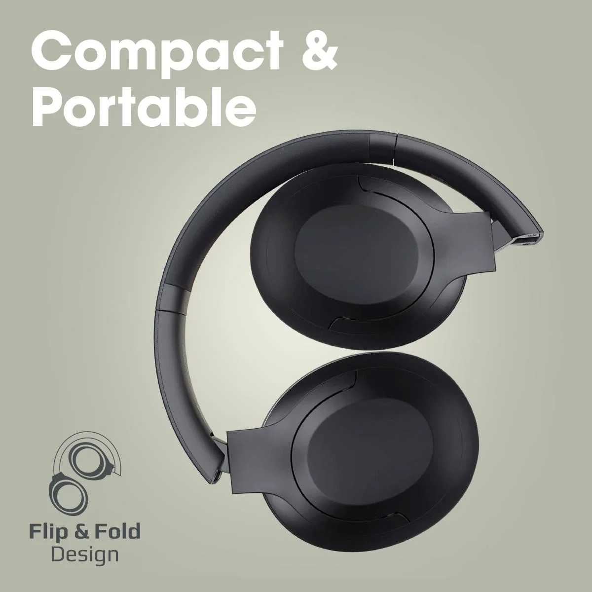 Promate Concord ANC Over-Ear Bluetooth Headphones, 27H Playback, Black - Thumbnail 6