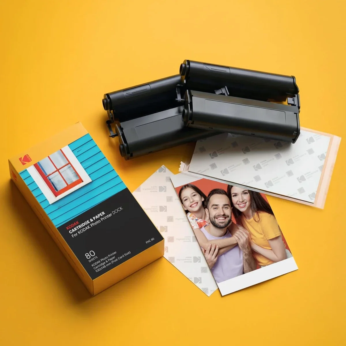 عبوة إعادة تعبئة خرطوشة وورق صور Kodak PHC-80 4PASS مقاس 4 × 6 إنش لطابعات Dock، 80 صورة - Image 6
