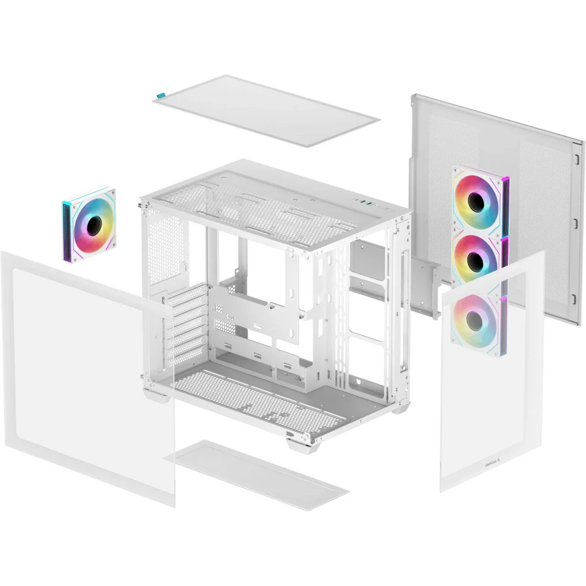 هيكل كمبيوتر DeepCool CG530 4F بانورامي ATX ميد تاور مع 4 مراوح مثبتة مسبقًا وتصميم ثنائي الحجرة، أبيض - Image 10