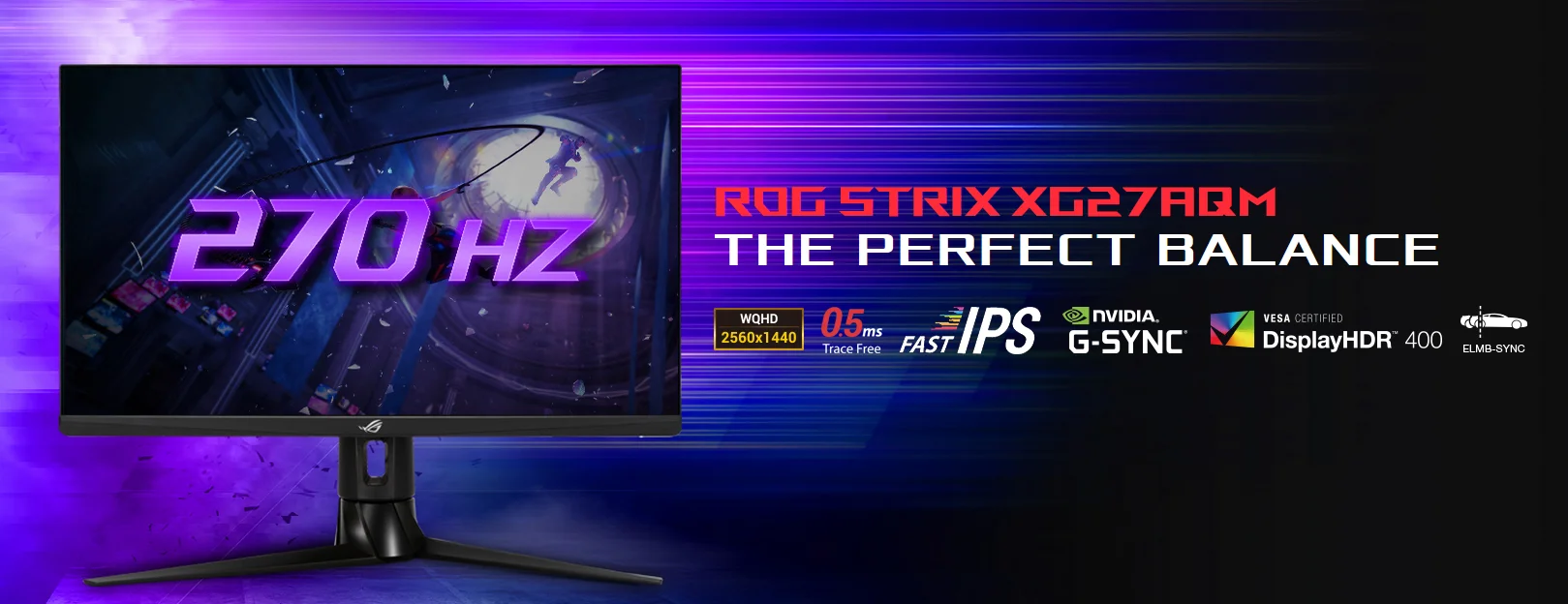 شاشة ألعاب Asus ROG Strix XG27AQM 27 إنش 2K Fast IPS، 270Hz، 0.5ms، HDR 400، متوافقة مع G-SYNC - Thumbnail 7
