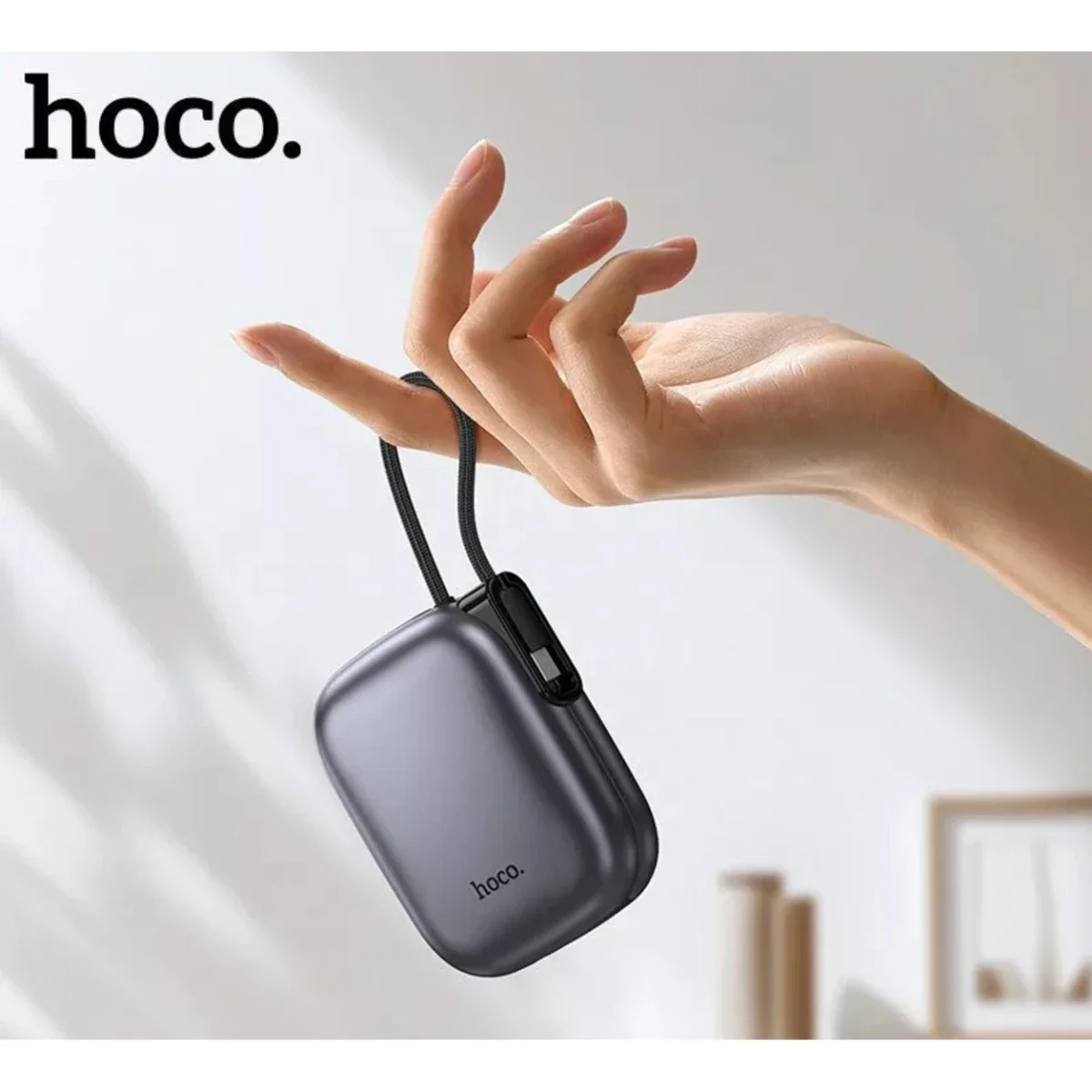 باور بانك HOCO Q49 Peak سعة 10000mAh بشحن PD20W وكابل مدمج - رمادي معدني - Thumbnail 7