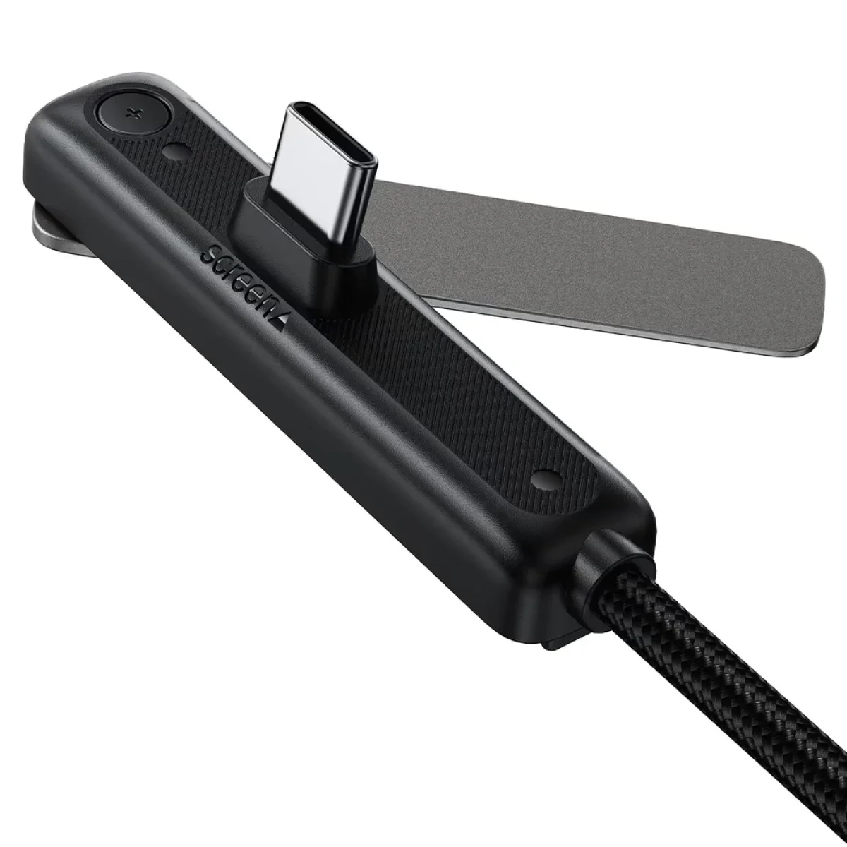 ACEFAST C28-03 60W USB-C to USB-C Charging & Data Cable with Flip-Out Stand, Metal Grey - Image 4