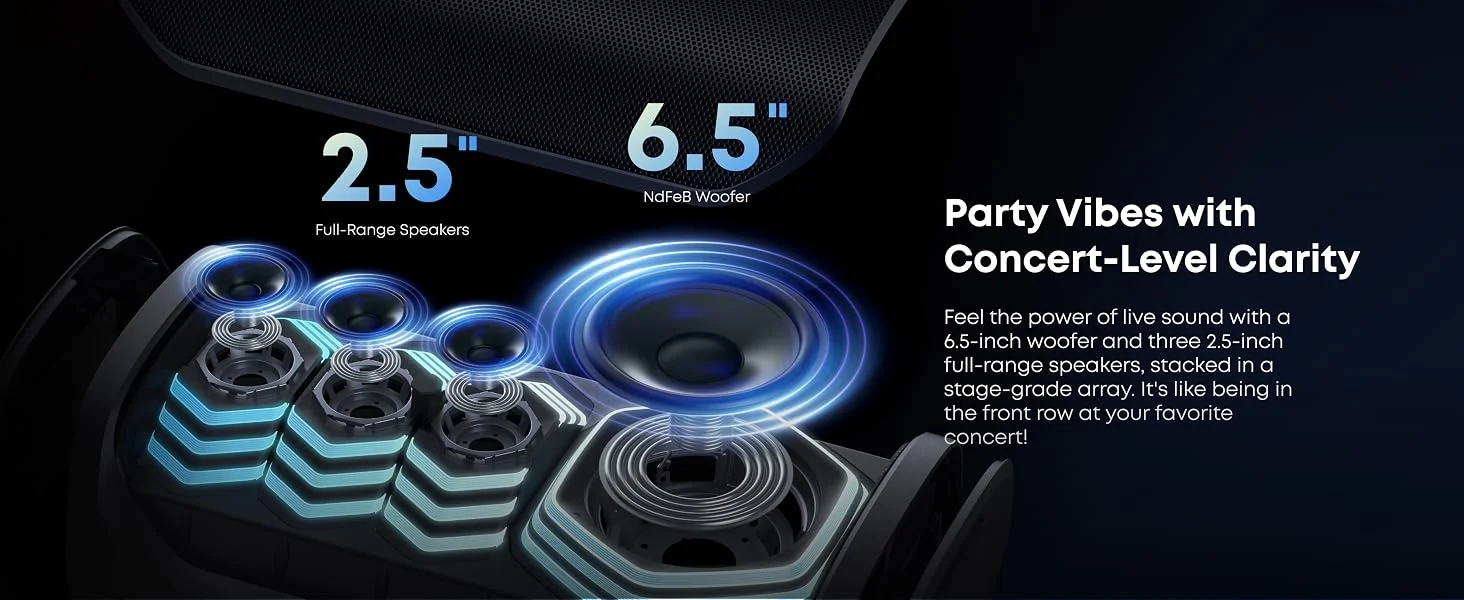 Anker Soundcore Rave 3S AI Party Speaker with 2 Wireless Microphones, 200W, Bluetooth, Black - Thumbnail 10