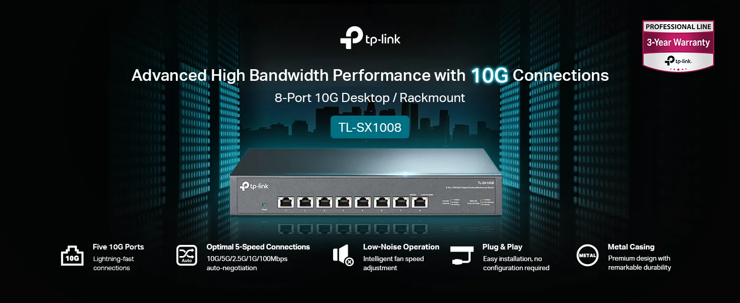سويتش إيثرنت TP-LINK TL-SX1008 غير مُدار 8 منافذ 10G/Multi-Gig - Image 6