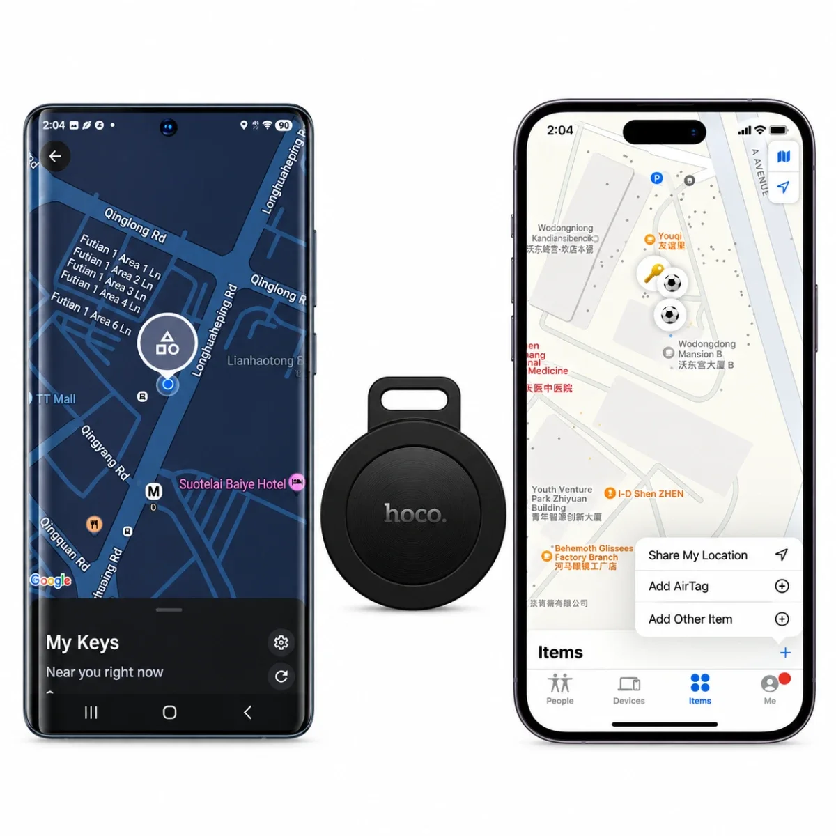 جهاز تتبع الأغراض HOCO E101 Easy to Find بلوتوث بنظامين - أسود - Image 2