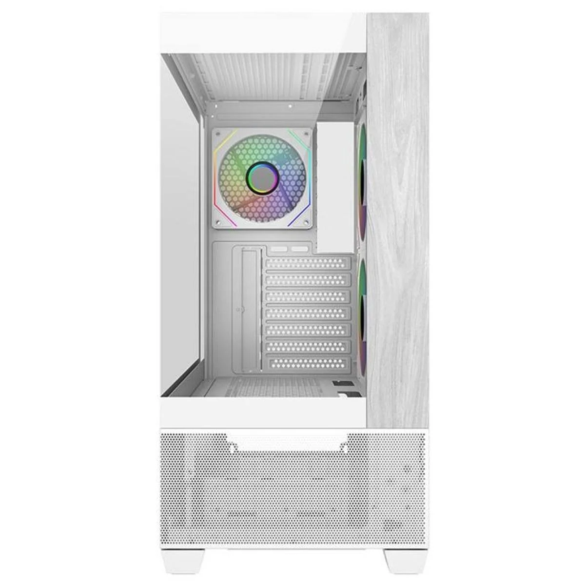 Cooler Master Elite 690 Wood White ATX ARGB Mid-Tower Gaming Case with Tempered Glass - Image 2