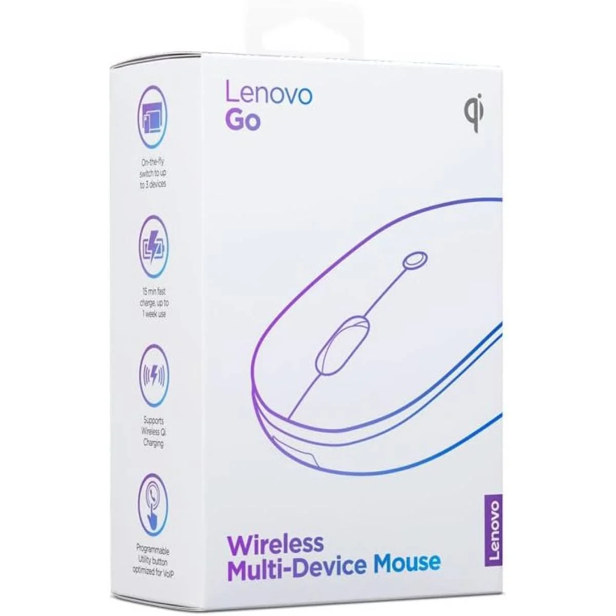 Lenovo Go Multi-Device Wireless Mouse GY51C21211, 2.4GHz, Bluetooth, USB-C Rechargeable, Grey - Image 2