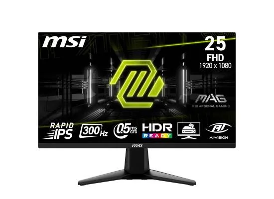 MSI MAG 255XF 24.5-Inch FHD Gaming Monitor, 1920 x 1080 Rapid IPS, 300Hz, 0.5ms GtG Min., 120% sRGB, HDR Ready, Frameless, DisplayPort 1.4a, HDMI 2.0b FHD@240Hz, 3-Year Warranty - Image 7