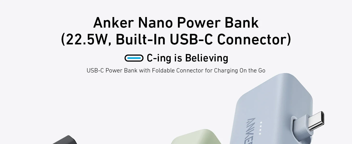 باور بانك Anker Nano A1653H21 سعة 5000mAh بقدرة 22.5W مع موصل USB-C مدمج باللون الأبيض Shell White - Image 5