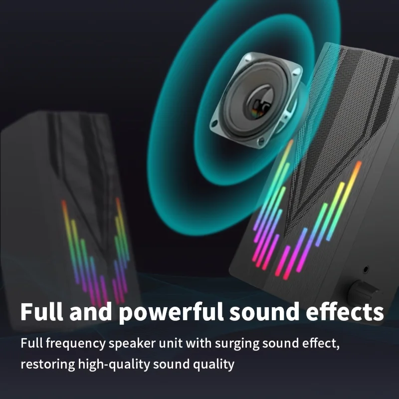 E-1065 RGB Desktop Stereo Speakers with USB Power and 3.5mm AUX Audio - Image 9