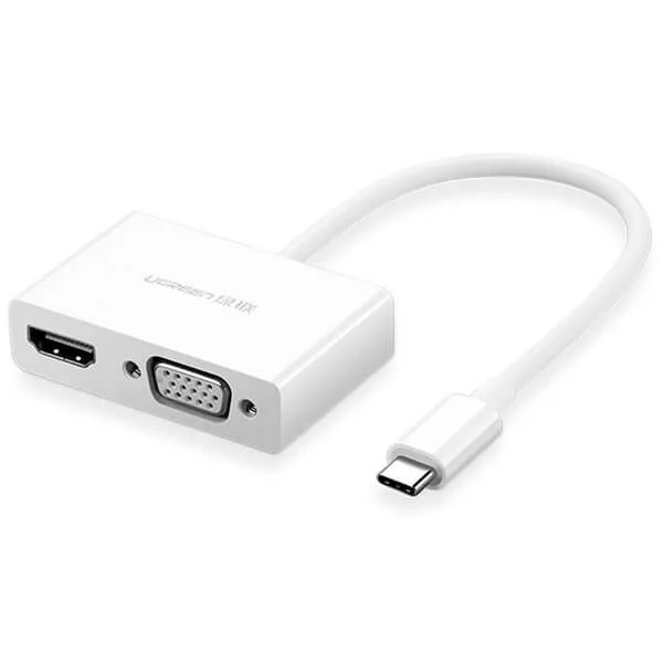 محول Ugreen 30843 من USB-C إلى HDMI وVGA باللون الأبيض - Thumbnail 2