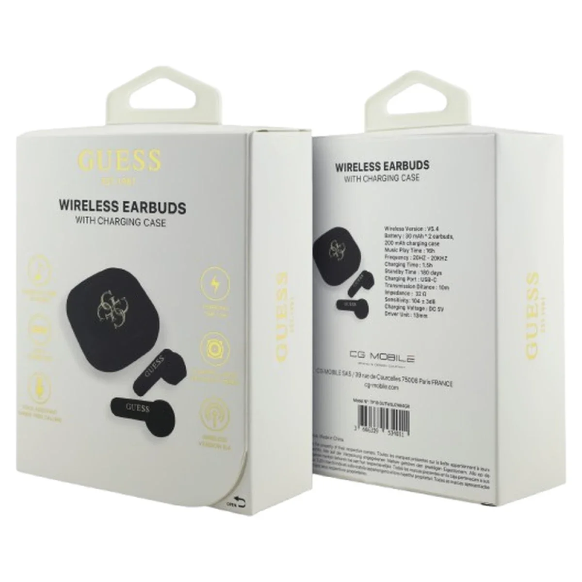 Guess GUTWSJ7HE4GK 4G Metal Logo TWS Bluetooth Earphones with Charging Case - Black - Image 6