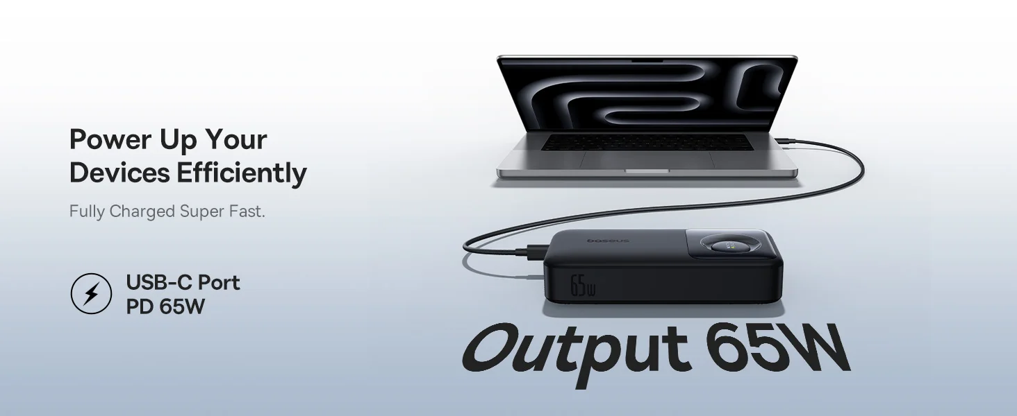 Baseus Free2Pull 20000mAh 65W Power Bank with Retractable USB-C Cable - Silver - Thumbnail 14