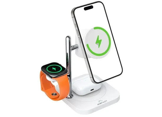 ACEFAST E39 4-in-1 Qi2 Desktop Wireless Charger with Night Light, White - Image 7