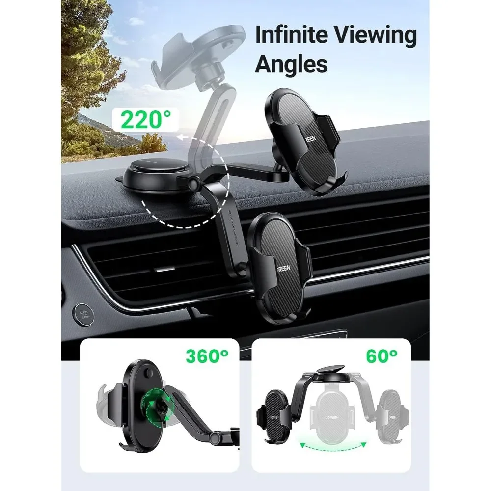 حامل هاتف للسيارة على لوحة القيادة Ugreen 20473 بتصميم شلال وقاعدة شفط - Image 2