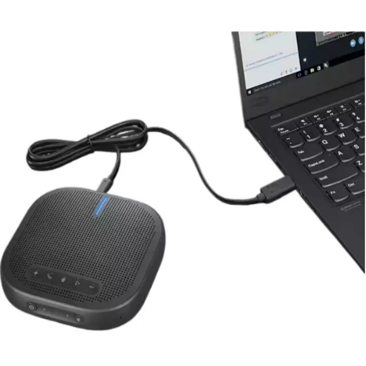Lenovo Wireless VoIP Speakerphone with Bluetooth & USB-C, 4 Microphones, 6500mAh, Black - Thumbnail 2
