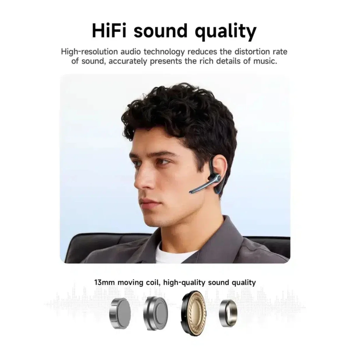 HOCO E90 Single-Ear Bluetooth Headset with ENC, Dual Microphones and 23-Hour Playtime - Black - Image 7
