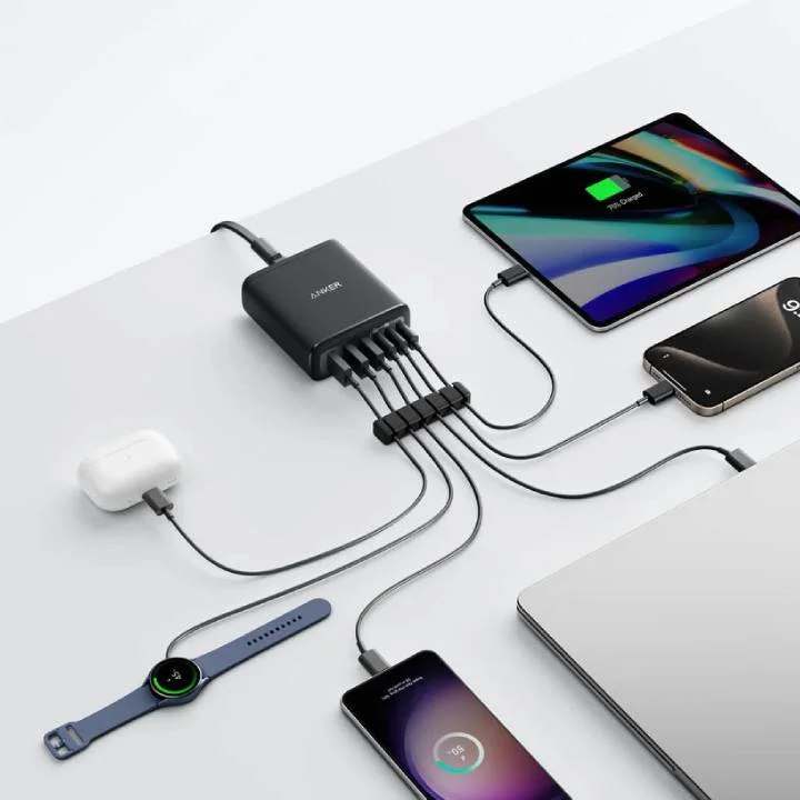 شاحن Anker A2154K11 PowerPort بتقنية GaN بقدرة 112 واط – 3 USB-A و3 USB-C - Thumbnail 2