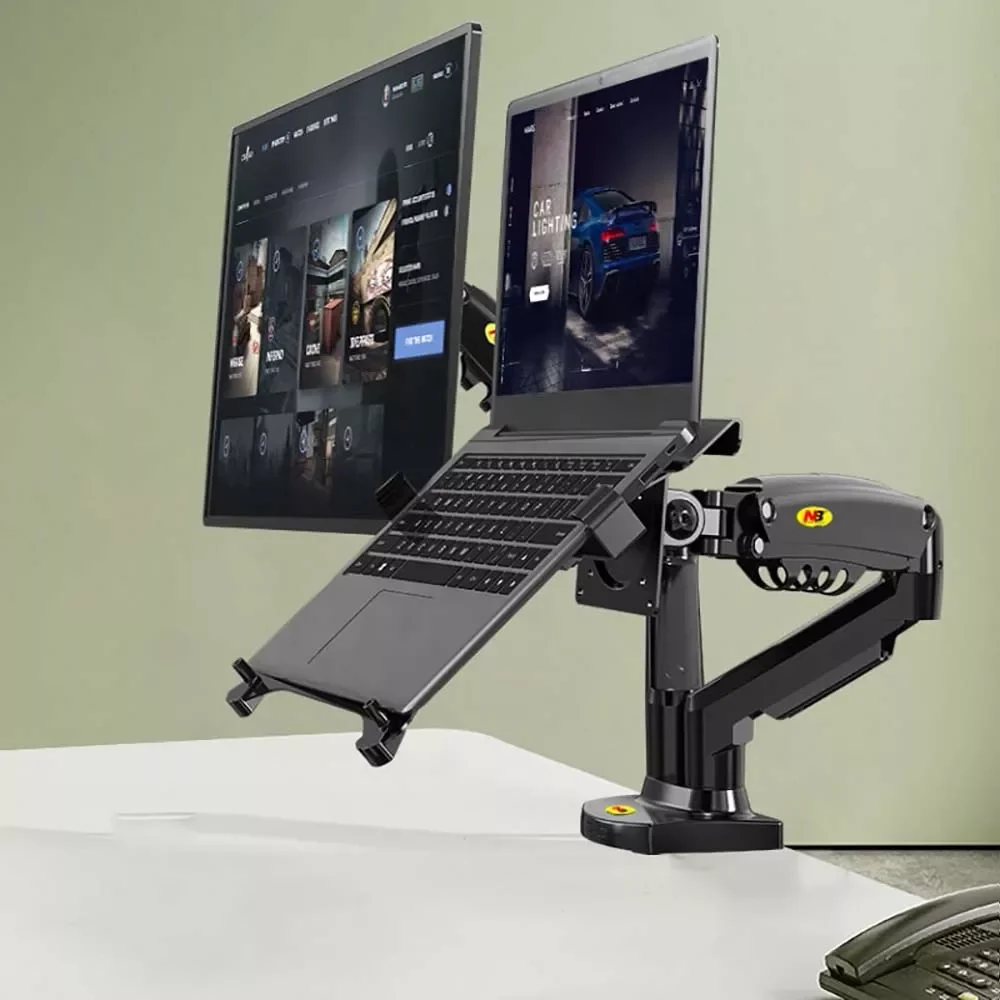 North Bayou F160-FP 2-in-1 Dual Desk Mount for 13–17-inch Laptop and 17–32-inch Monitor - Image 3