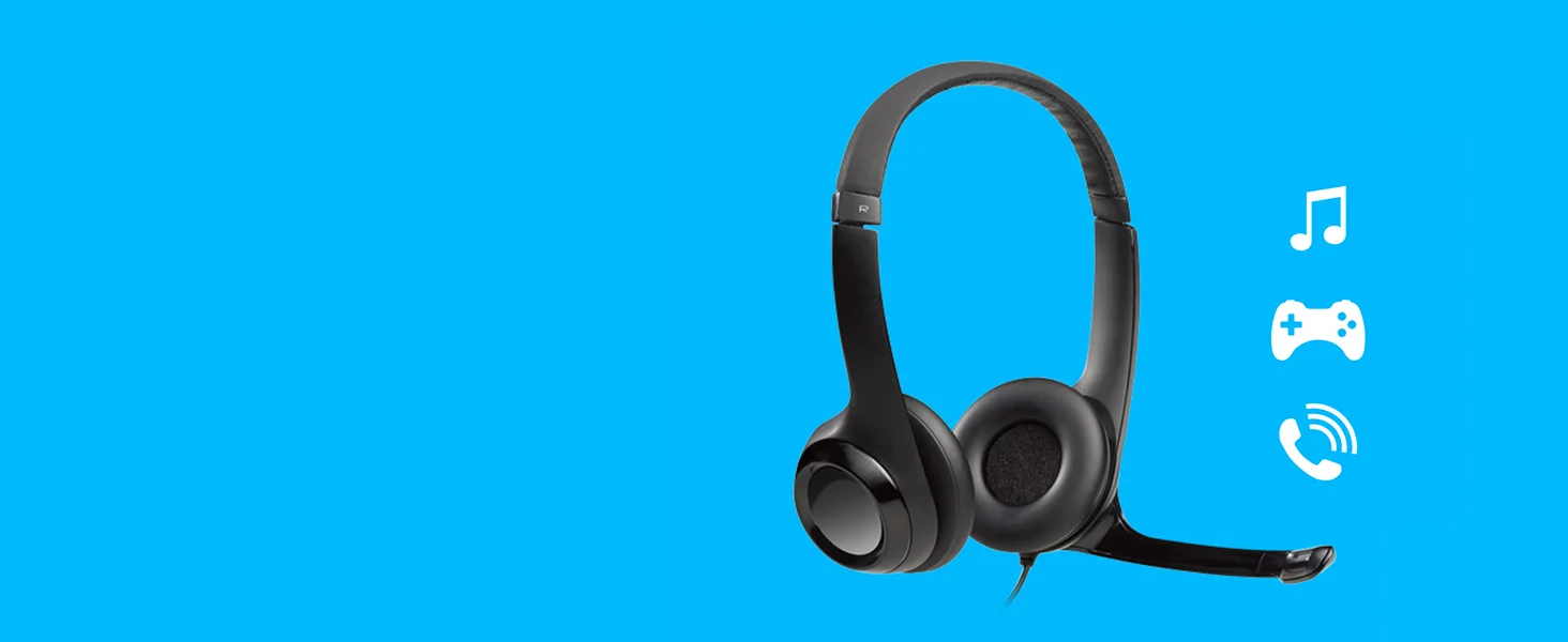 Logitech H390 Wired USB Headset with Noise-Cancelling Microphone, In-Line Controls - Black - Thumbnail 7