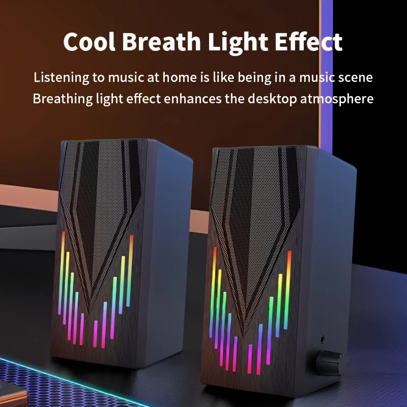 E-1065 RGB Desktop Stereo Speakers with USB Power and 3.5mm AUX Audio - Image 8