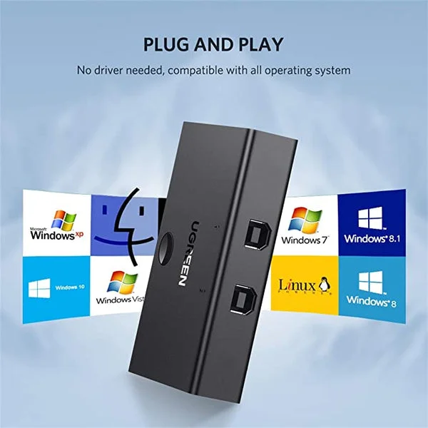 سويتش مشاركة USB Ugreen 30345 بتقنية USB 2.0 مدخلين ومخرج واحد KM - Image 6