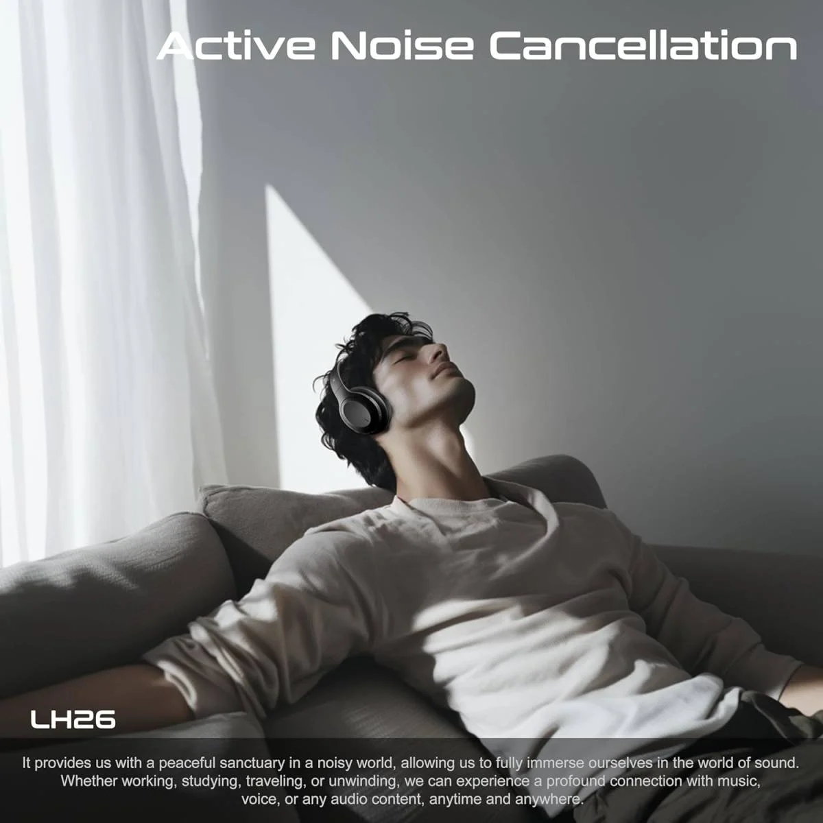 سماعات رأس فوق الأذن Lenyes LH26 لاسلكية مع ANC وBluetooth 5.4 ومحركات 40 مم وتشغيل 31 ساعة - Image 4
