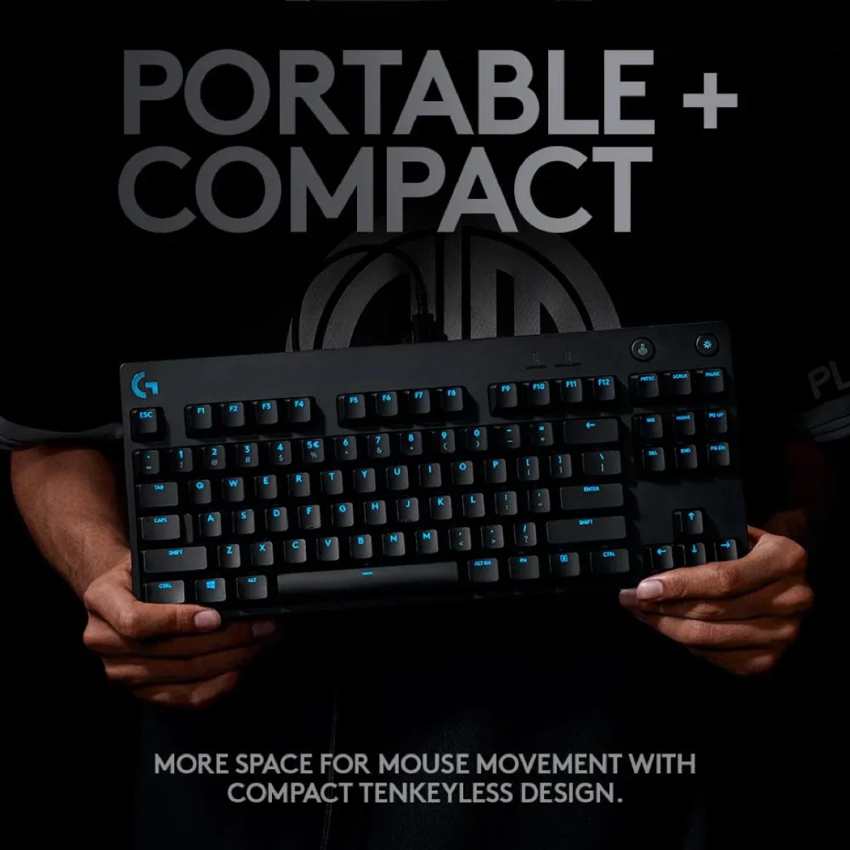 كيبورد ألعاب Logitech G Pro X TKL ميكانيكي سلكي بمفاتيح GX Blue Clicky - أسود - Thumbnail 4
