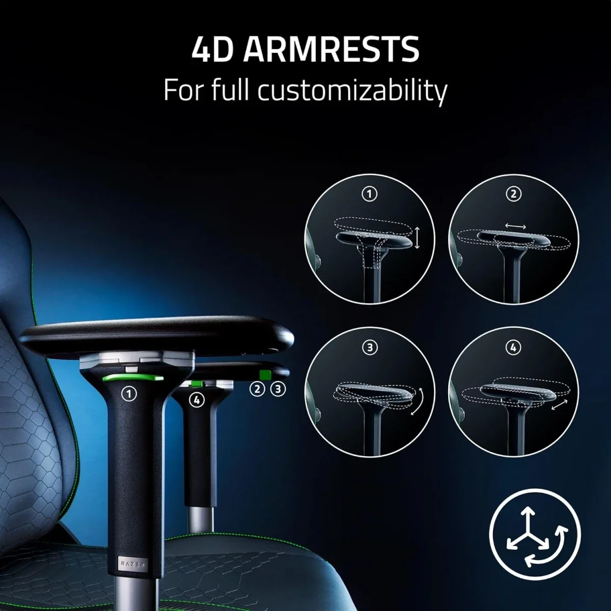 كرسي ألعاب Razer Iskur V2 قماش، إسفنج عالي الكثافة، مساند ذراع 4D، تحمل 136 كغ، دعم متكيف، إمالة مقعد تفاعلية وإمالة ظهر حتى 152°، رمادي داكن - Image 10