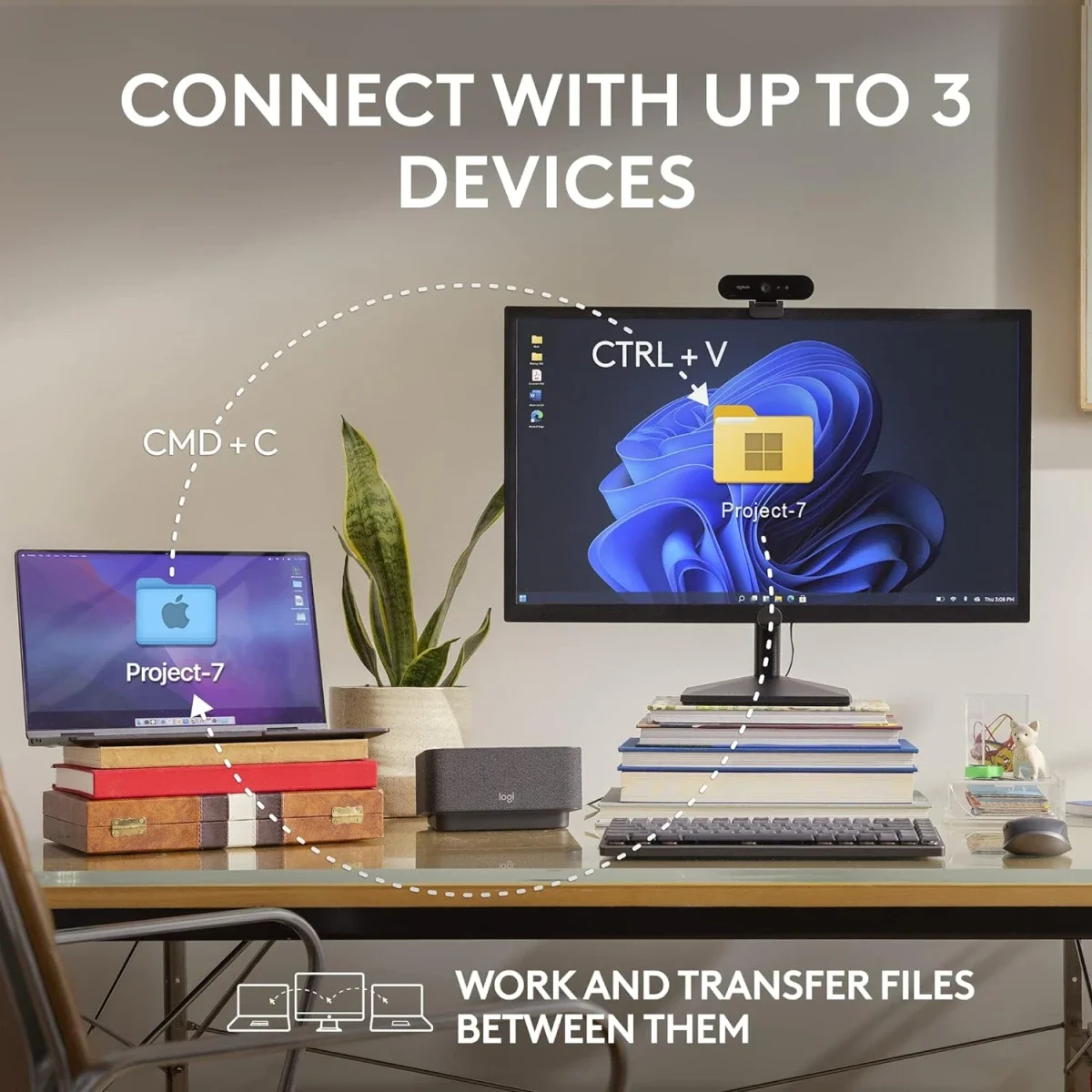 ماوس Logitech MX Anywhere 3S لاسلكي بدقة 8K DPI وبلوتوث، رمادي فاتح - Thumbnail 7