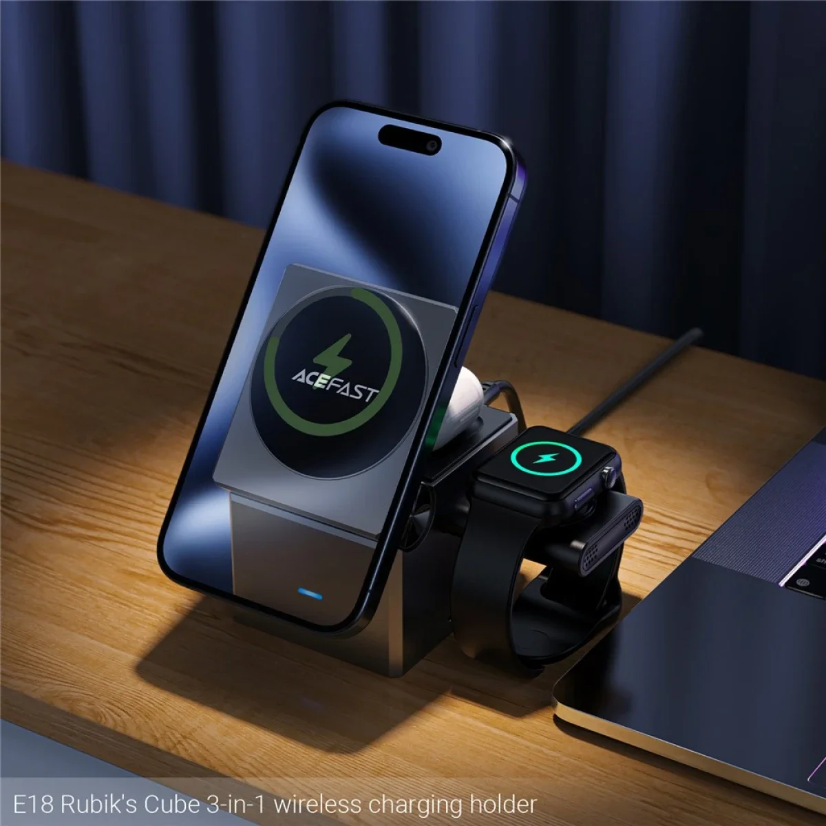 ACEFAST E18 3-in-1 Desktop Wireless Charging Station for Phone, Smartwatch & Earbuds - Thumbnail 6