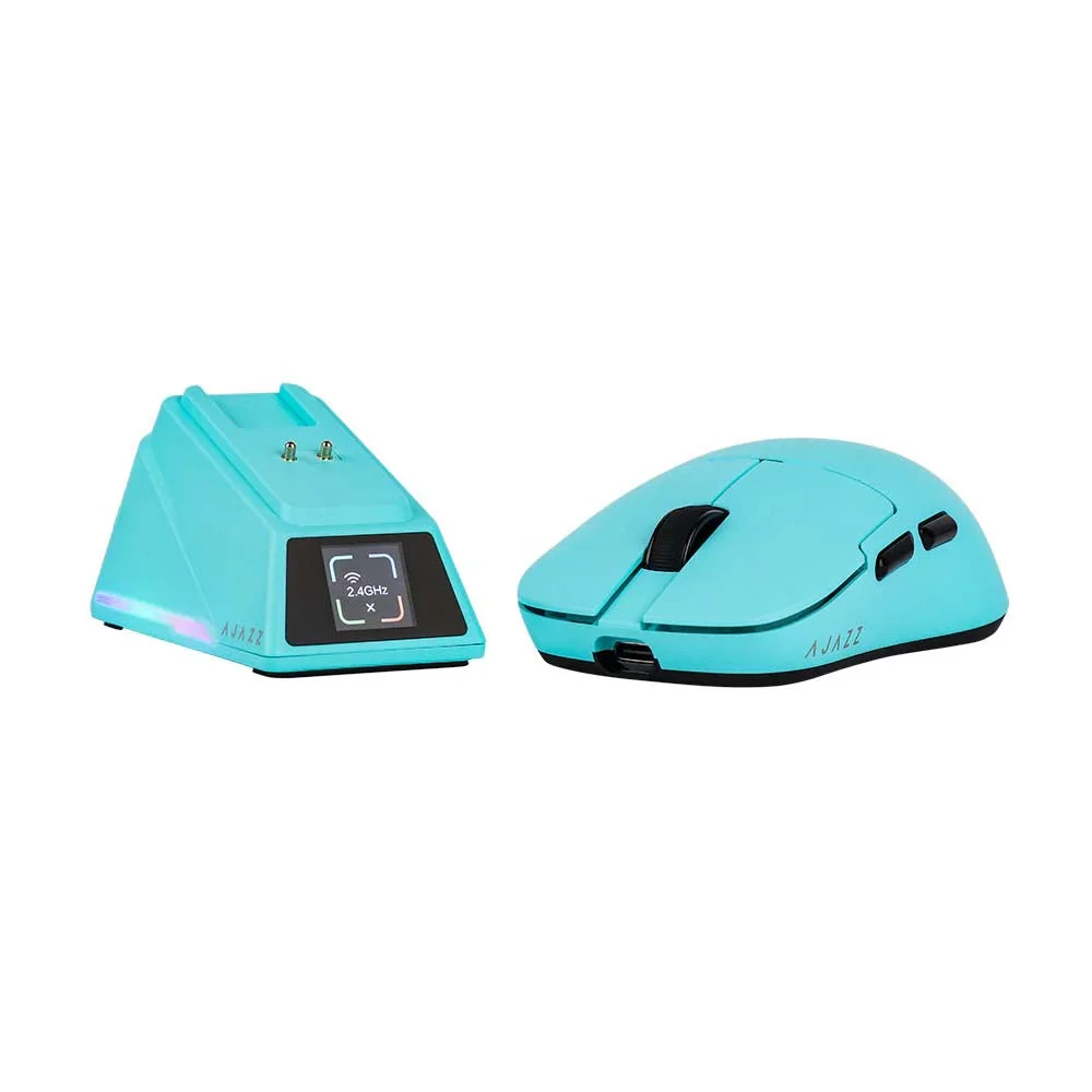 ماوس ألعاب AJAZZ AJ159 APEX لاسلكي Pro بتردد 8K ومستشعر PAW3950 وقاعدة شحن مغناطيسية، أزرق - Image 4