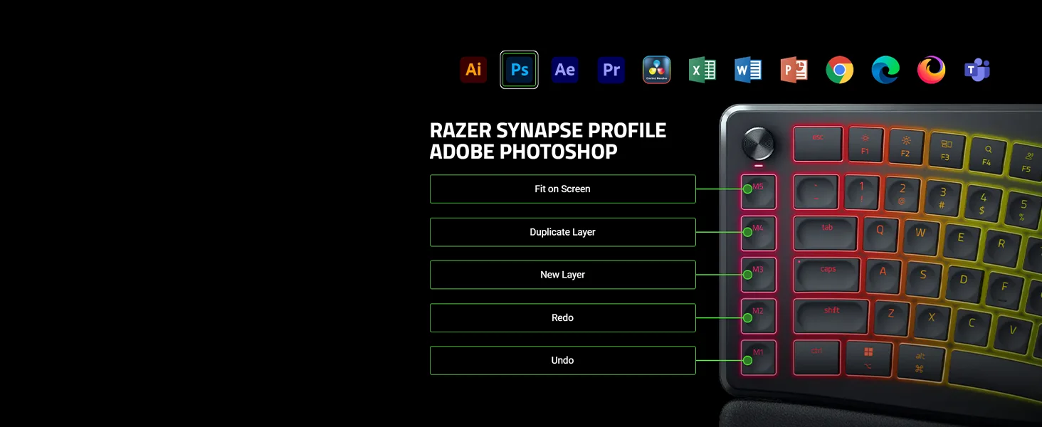كيبورد Razer Pro Type Ergo لاسلكي مريح بتصميم منفصل وإضاءة RGB - أسود - Thumbnail 18