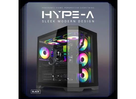 كيس كمبيوتر GameMax Hype-A أسود ATX للألعاب بزجاج مقسى مزدوج وهب ARGB ومراوح مركبة مسبقاً - Image 5