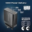 Promate GaNCharge-140W 140W 3-Port USB-C GaN Charger, Black - Thumbnail 11