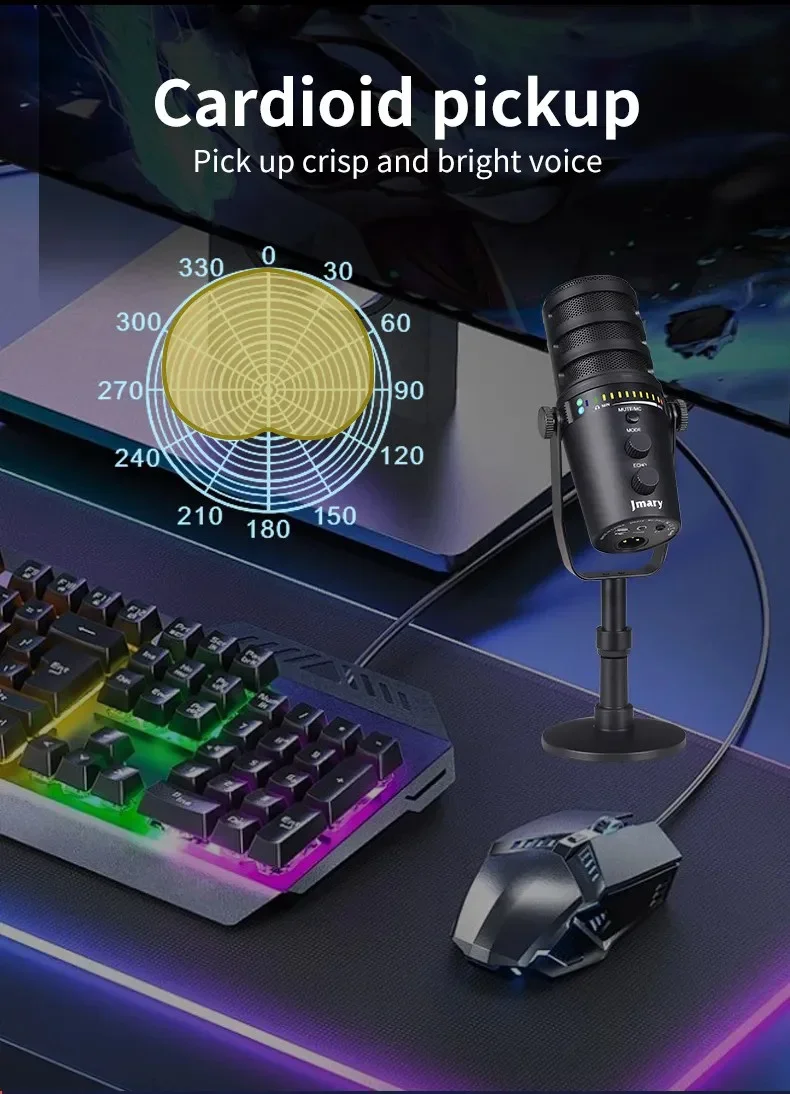 Jmary MC-PW12 USB Cardioid Desktop Microphone with Mute & Zero-Latency Monitoring - Image 21