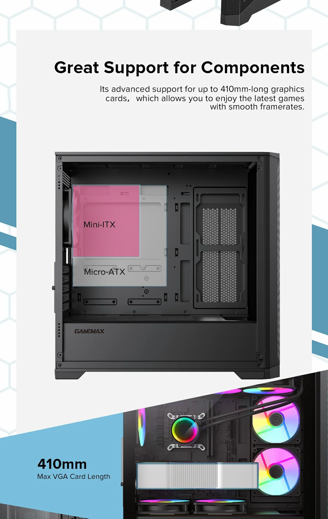 كيس كمبيوتر ألعاب GameMax Destroyer MB أسود بواجهة شبكية Micro-ATX - Image 12