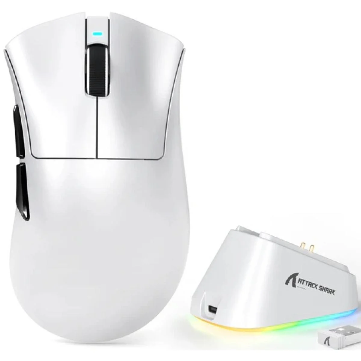 ماوس ألعاب لاسلكي ATTACK SHARK V3 Pro بمستشعر PAW3311 ودقة 25K DPI وبطارية 500mAh أبيض