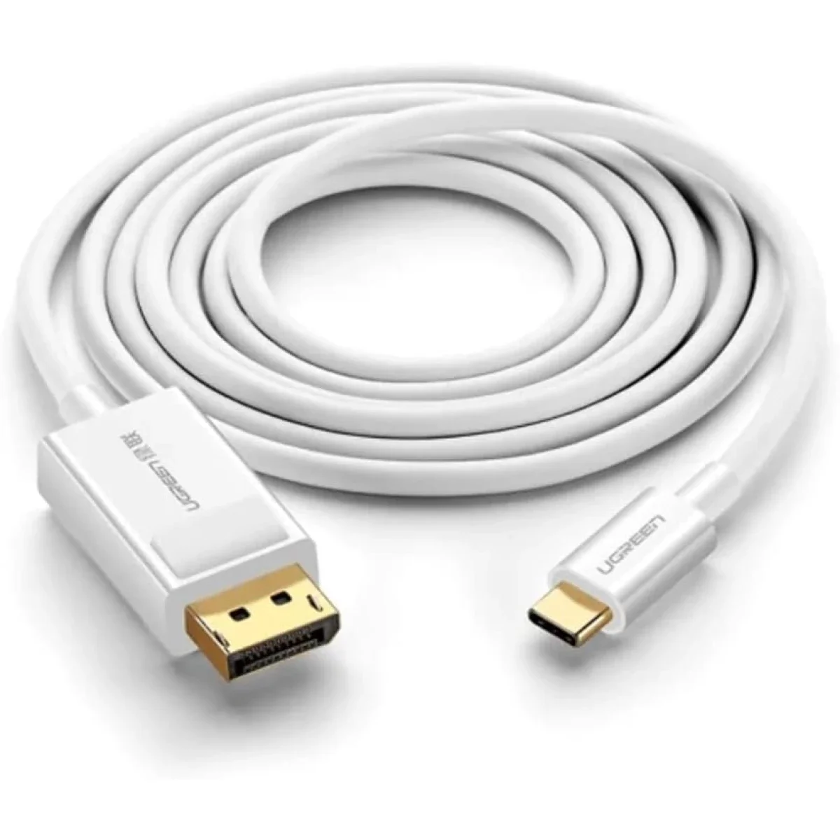 كابل Ugreen USB-C الي DisplayPort بطول 1.5 متر ودقه 4K 30Hz ابيض 40420