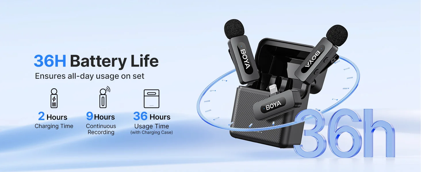 Boya BY-V3 Wireless Lavalier Microphone for iPhone with Lightning, Black - Thumbnail 12