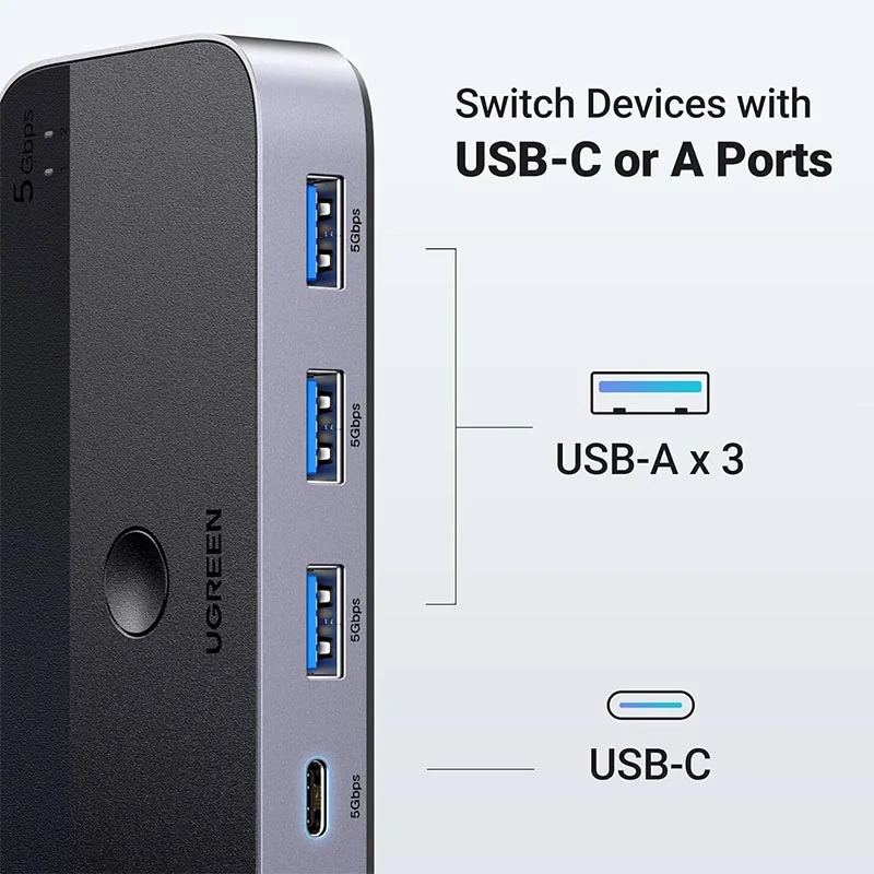 سويتش مشاركة USB Ugreen CM662/15705 إصدار USB 3.0 لجهازَي كمبيوتر و4 أجهزة USB-C وUSB-A - Image 5