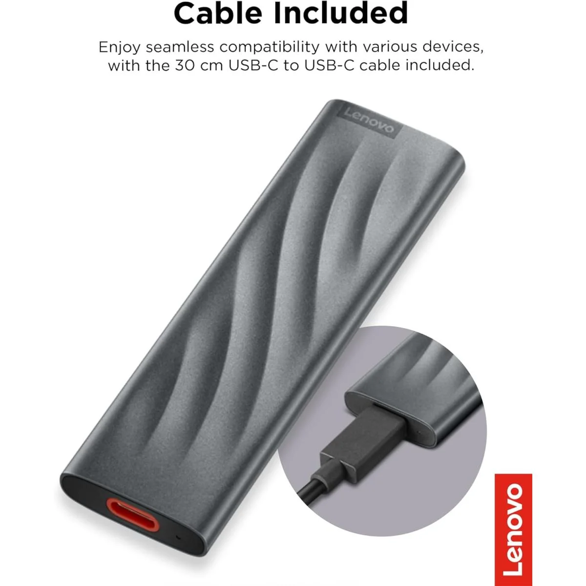 وحدة SSD خارجية محمولة Lenovo PS8 بسعة 512GB ومنفذ USB-C وUSB 3.2 Gen 2 - Image 5