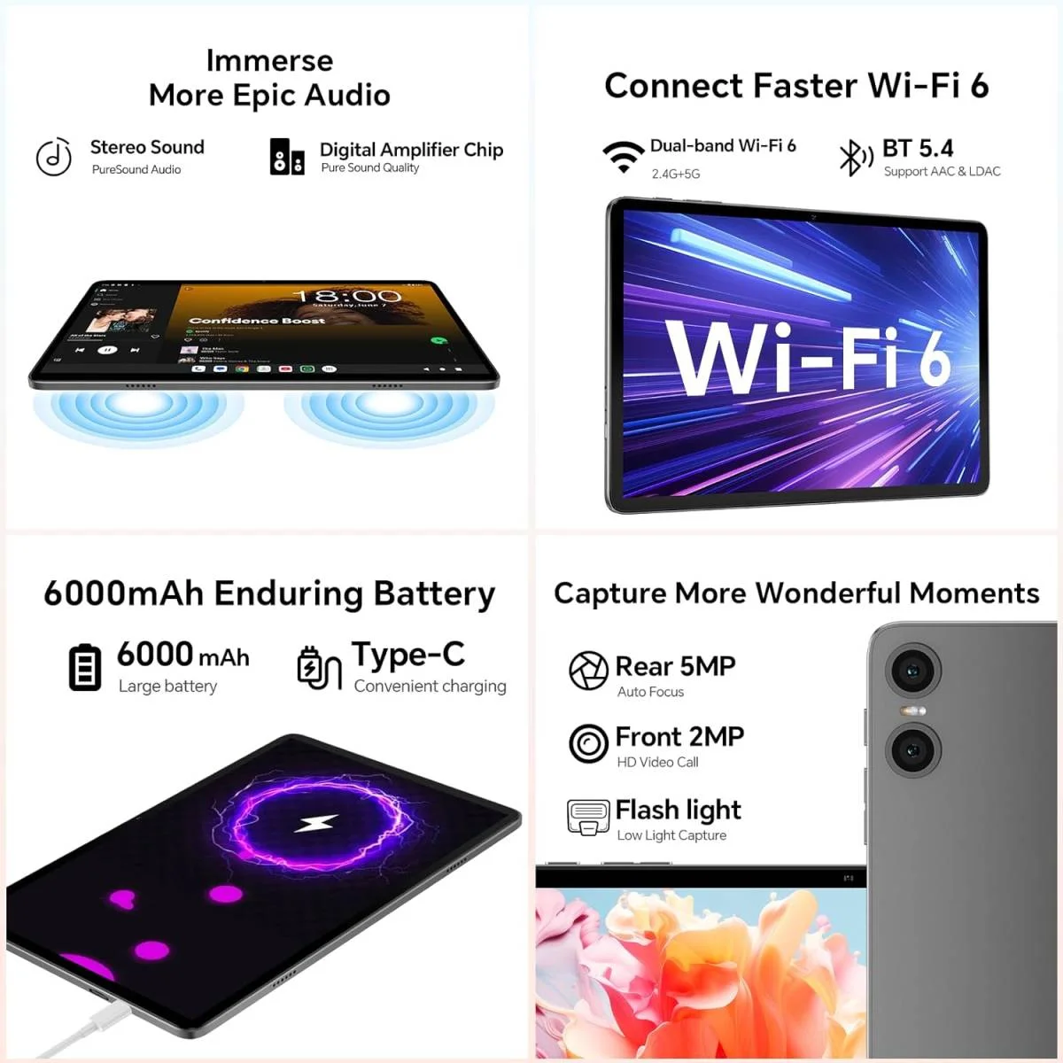 تابلت TECLAST P30T أندرويد 15 10.1 إنش، رام 12GB، سعة 128GB، معالج ثماني النواة 2GHz، بطارية 6000mAh، طقم 10 إكسسوارات - Image 5